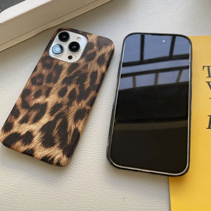 Leopard Print Faux Leather Phone Case