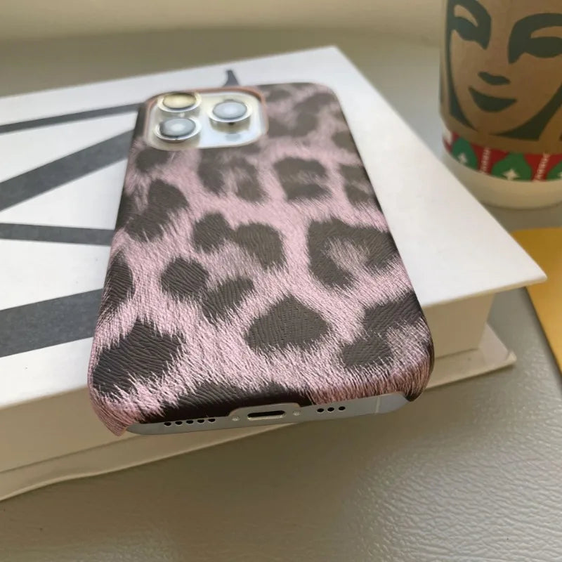 Leopard Print Faux Leather Phone Case