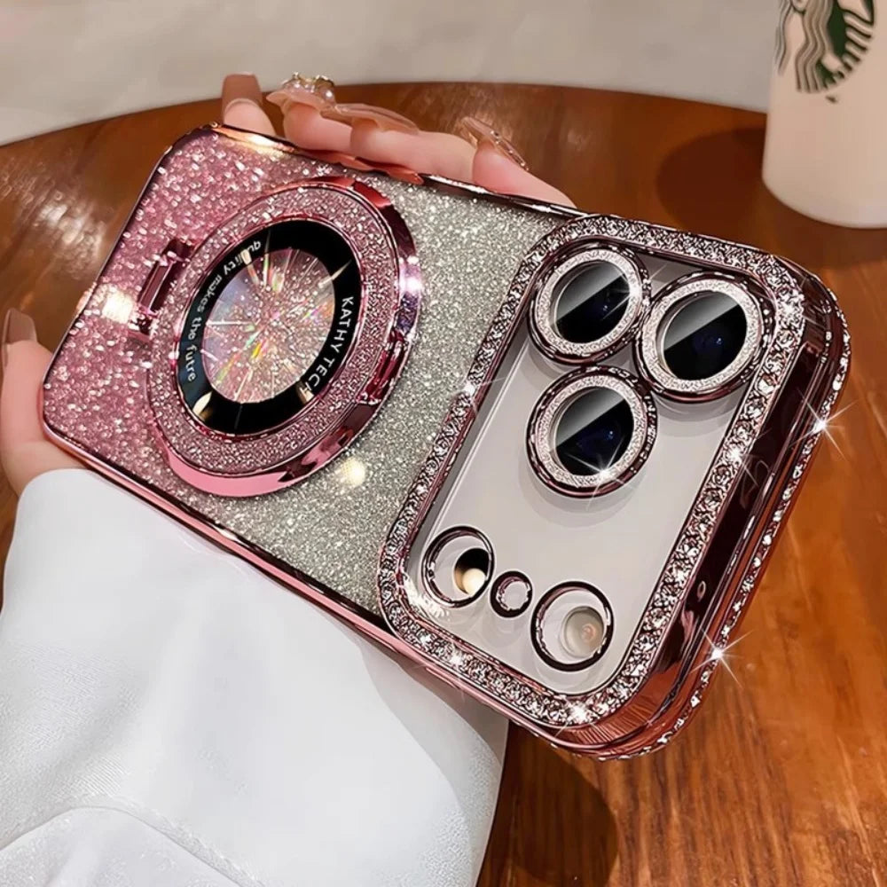 Plating Diamond Glitter Stand Case