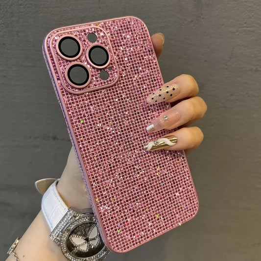 Glitter Leather Camera Lens Phone Case