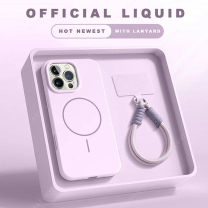 Magnetic Silicone Magsafe Case with Lanyard