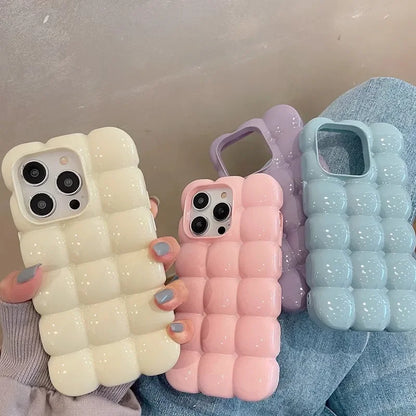 Cute 3D Block Lattice Silicone Case For iPhone