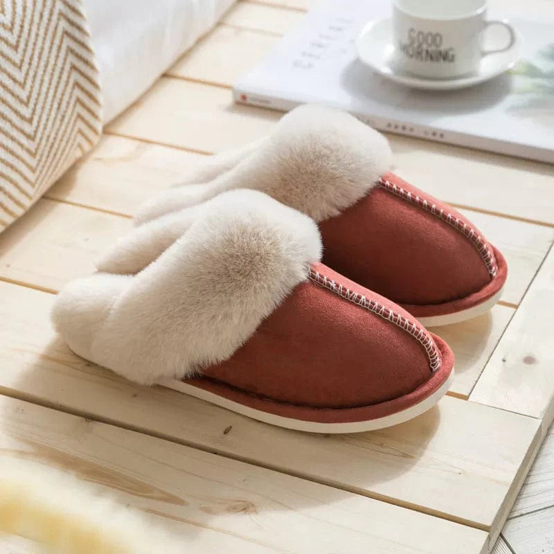 Elegant Comfort Faux Fur Slippers - Women's Plush Suede Bliss