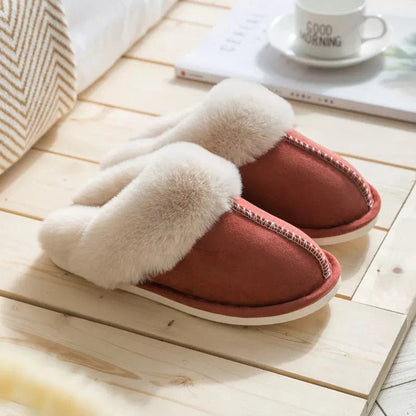 Elegant Comfort Faux Fur Slippers - Women's Plush Suede Bliss