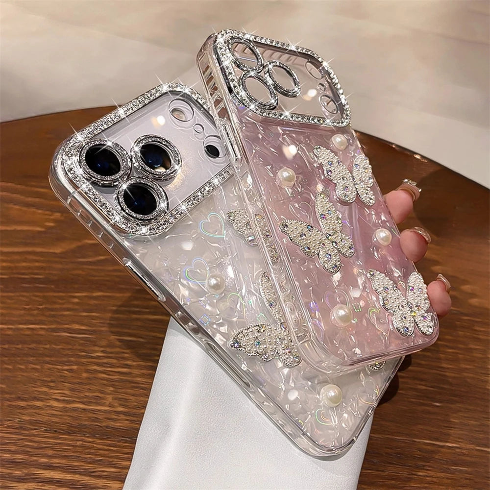 Diamond Butterfly Clear Phone Case