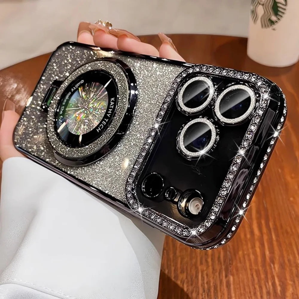 Plating Diamond Glitter Stand Case