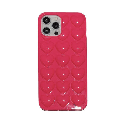 3D Heart Electroplated Phone Case For iPhone