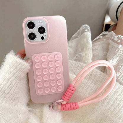 Litchi Pattern Phone Case with Stand & Lanyard