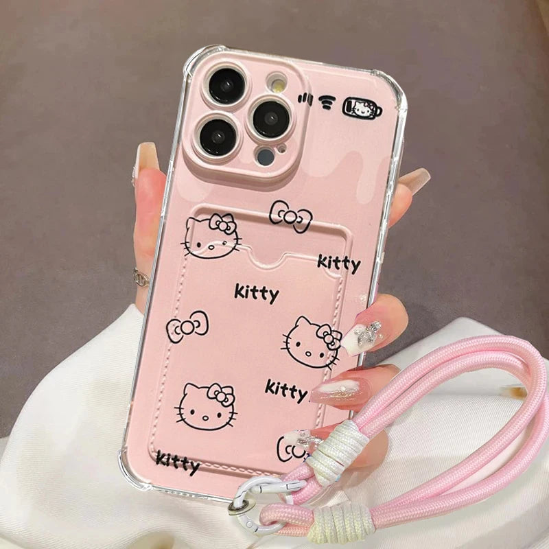Hello Kitty Card Holder Lanyard Phone Case