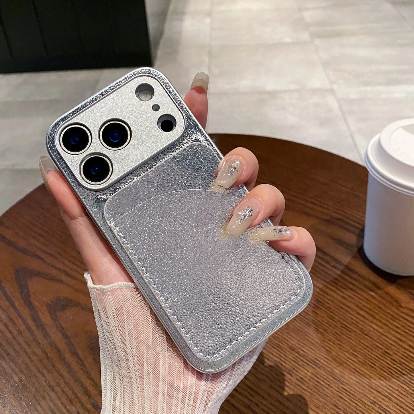 Litchi Leather Card Holder Phone Case