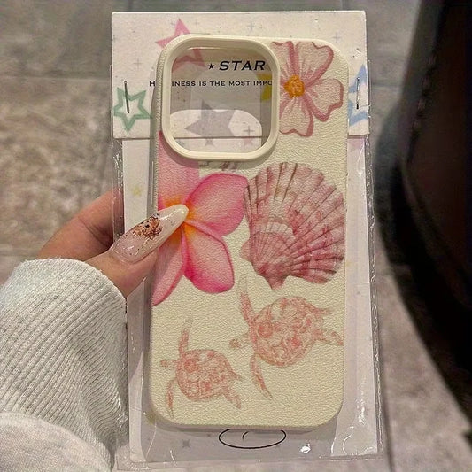 Pink Sea Turtle Flower Phone Case