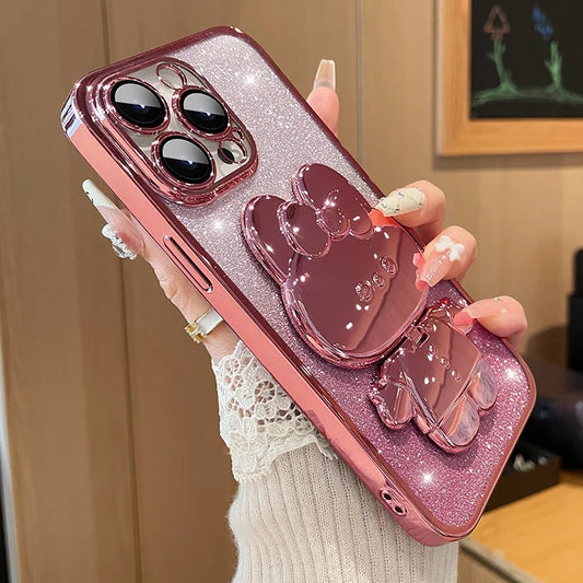 Glitter Rabbit Mirror iPhone Case
