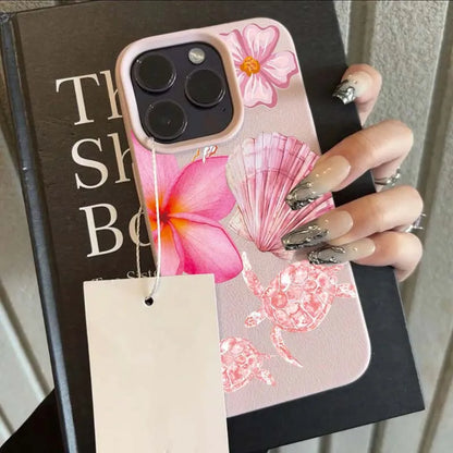 Pink Sea Turtle Flower Phone Case