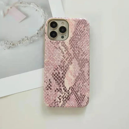 Golden Snake Pattern Leather Phone Case