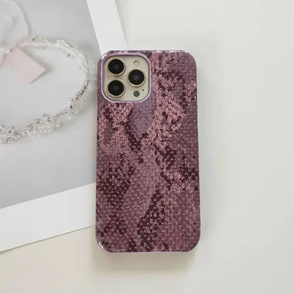 Golden Snake Pattern Leather Phone Case