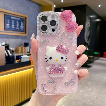 3D Hello Kitty Glitter Cartoon Phone Case