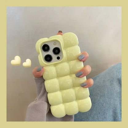 Cute 3D Block Lattice Silicone Case For iPhone