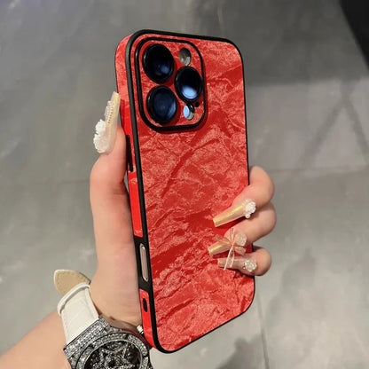 Leather Snow Mountain Pattern Phone Case
