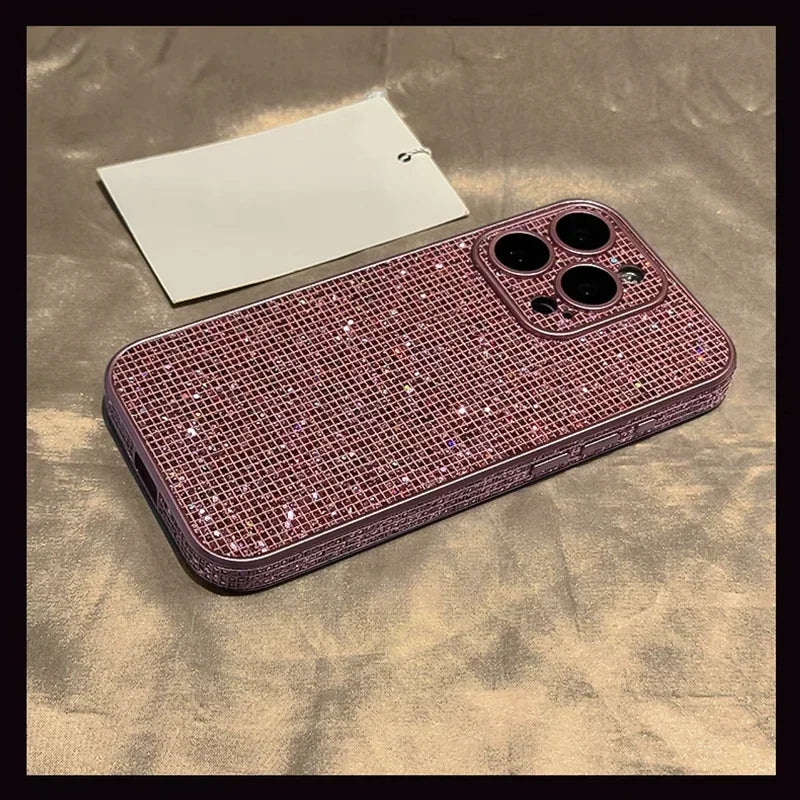 Glitter Leather Camera Lens Phone Case