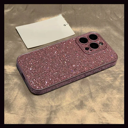 Glitter Leather Camera Lens Phone Case