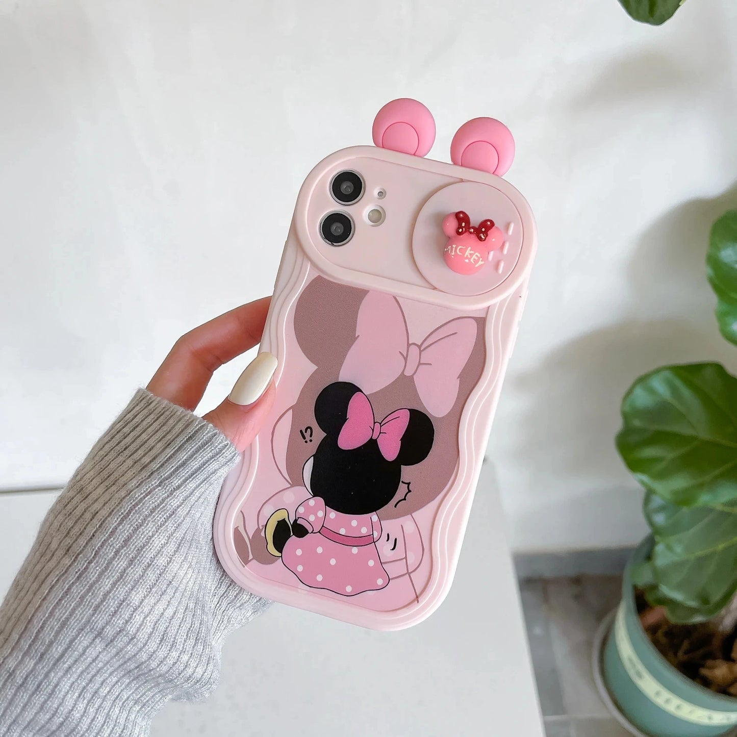 3D Cartoon Ears Sliding Camera Phone Case
