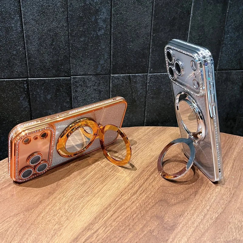 Diamond Crystal Mirror Stand Case