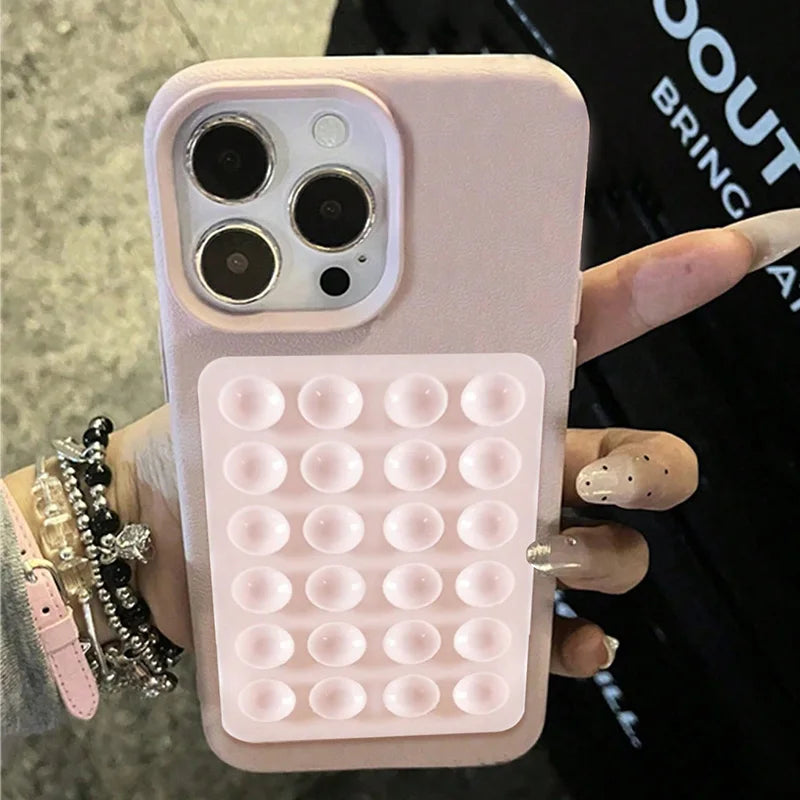 3D Suction Cup Litchi Pattern Case For iPhone