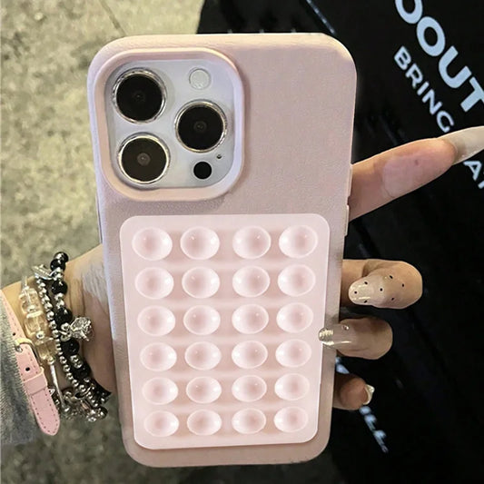 3D Suction Cup Litchi Pattern Case For iPhone