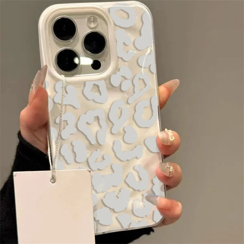 White Leopard Print Phone Case