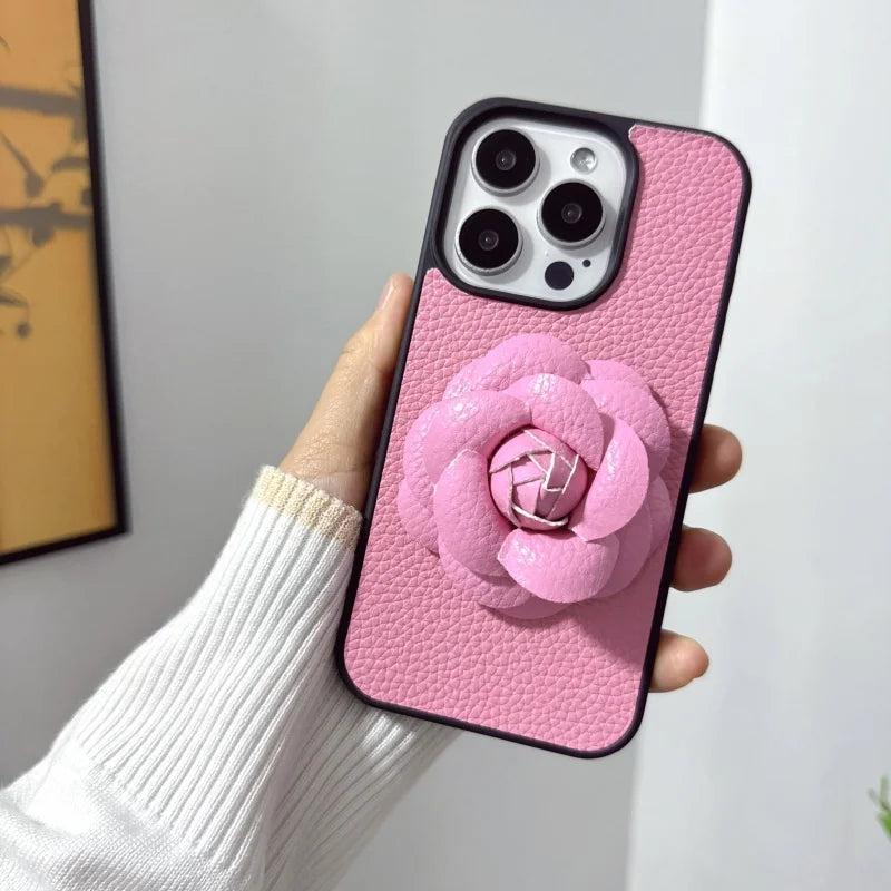 Camellia Flowers Leather Phone Case