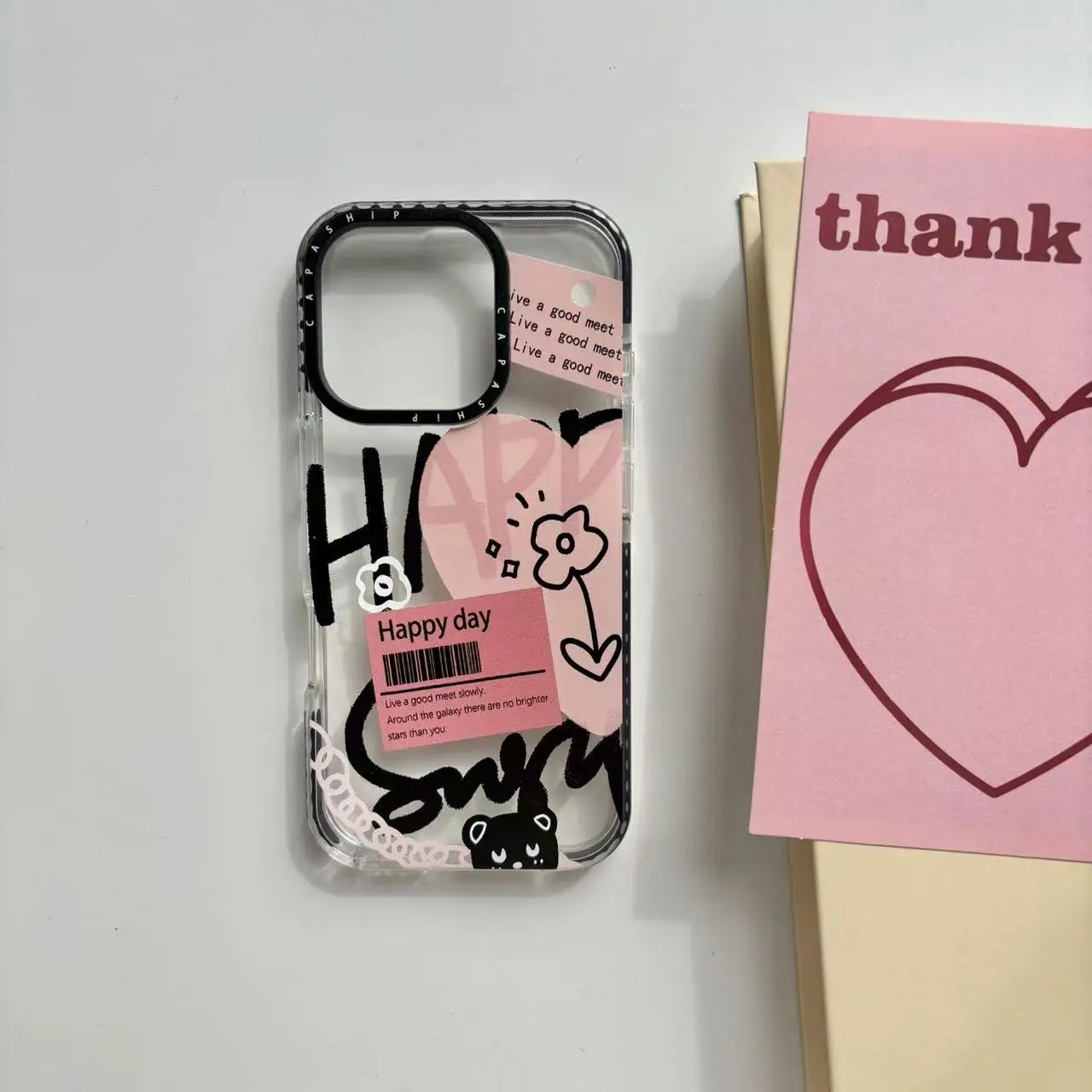Heart Flower Graffiti Transparent Phone Case