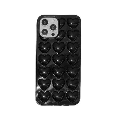 3D Heart Electroplated Phone Case For iPhone