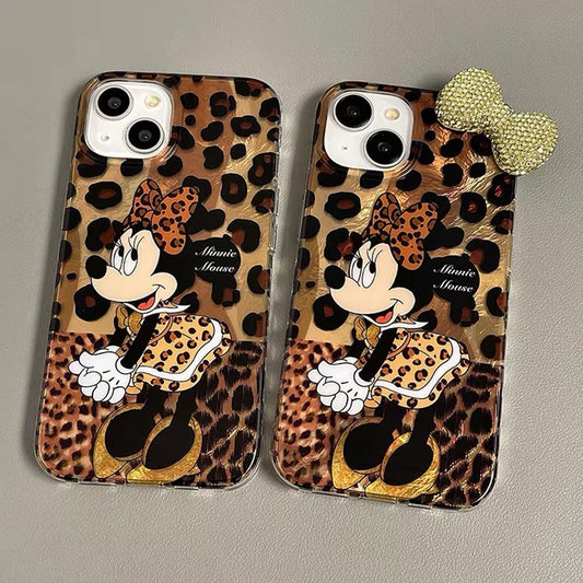 Minnie Bowknot Leopard Phone Case