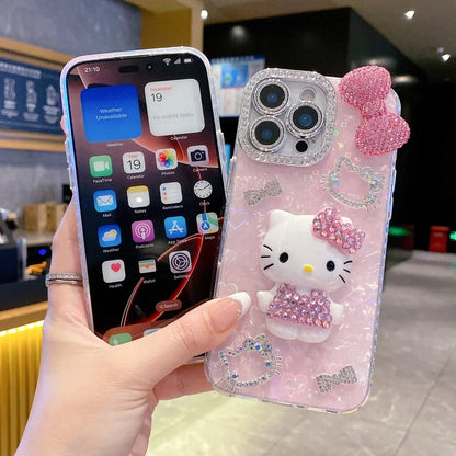 3D Hello Kitty Glitter Cartoon Phone Case