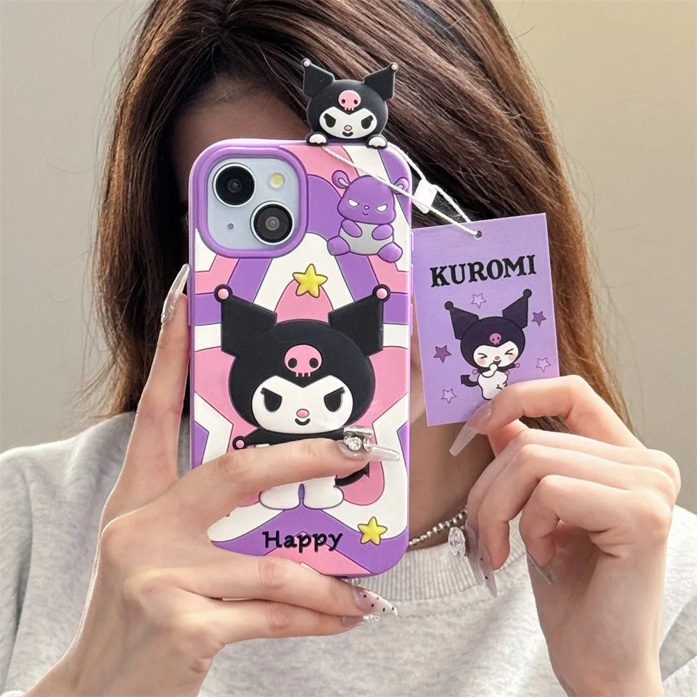3D Cartoon Sanrio & Stitch Phone Case