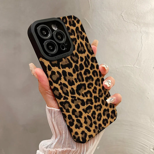 Gold Leopard Silicone Leather Phone Case