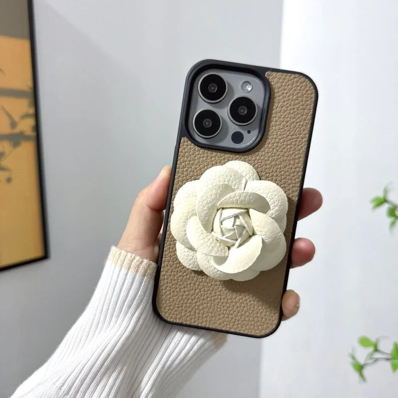 Camellia Flowers Leather Phone Case