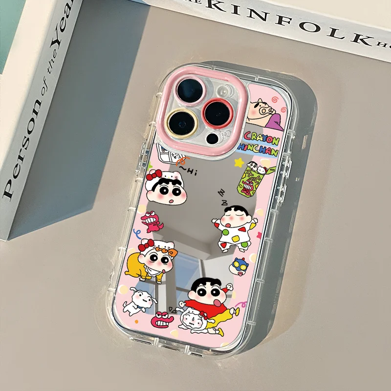 Hello Kitty & Crayon Shin Chan Cartoon Mirror Phone Case