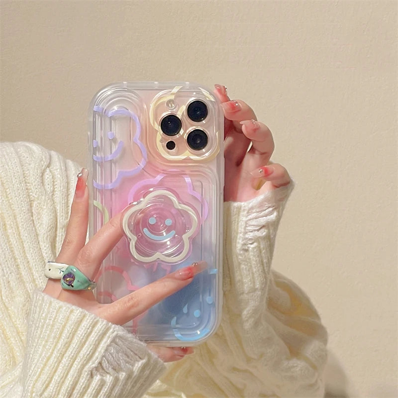 Floral Phone Case with Grip Holder