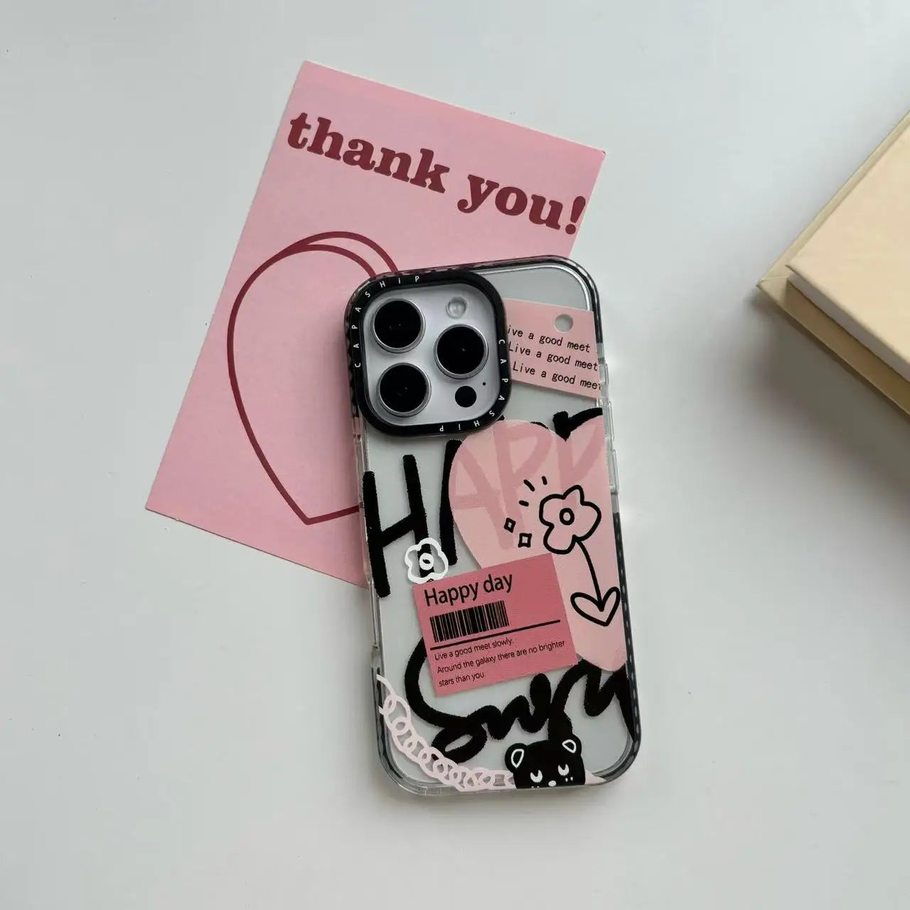 Heart Flower Graffiti Transparent Phone Case