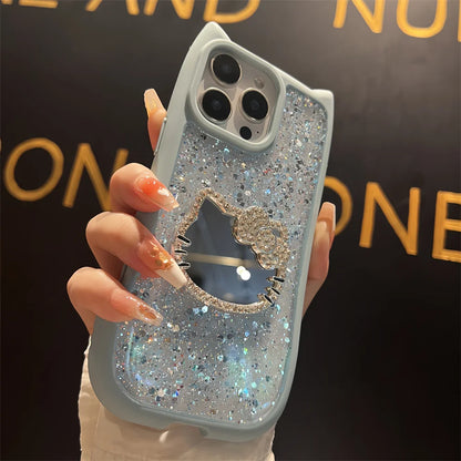 Cute Cat Ears Hello Kitty Glitter Phone Case
