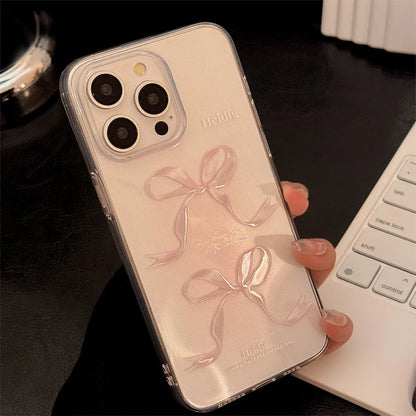 Pink Bow Clear Silicone Phone Case