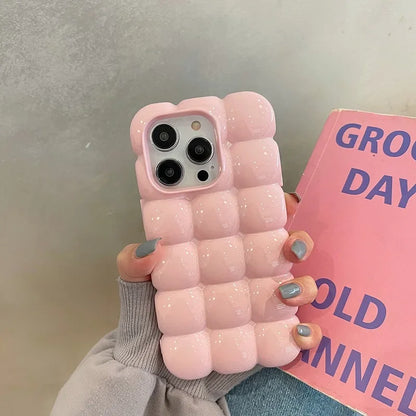 Cute 3D Block Lattice Silicone Case For iPhone