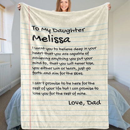 Daughter Love Note Style - Personalized Comfy Blanket - SS89