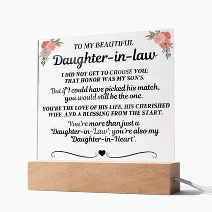 To My Beautiful Daughter-In-Law "You're more than just a 'Daughter-in-Law'" Acrylic LED Lamp - AC18