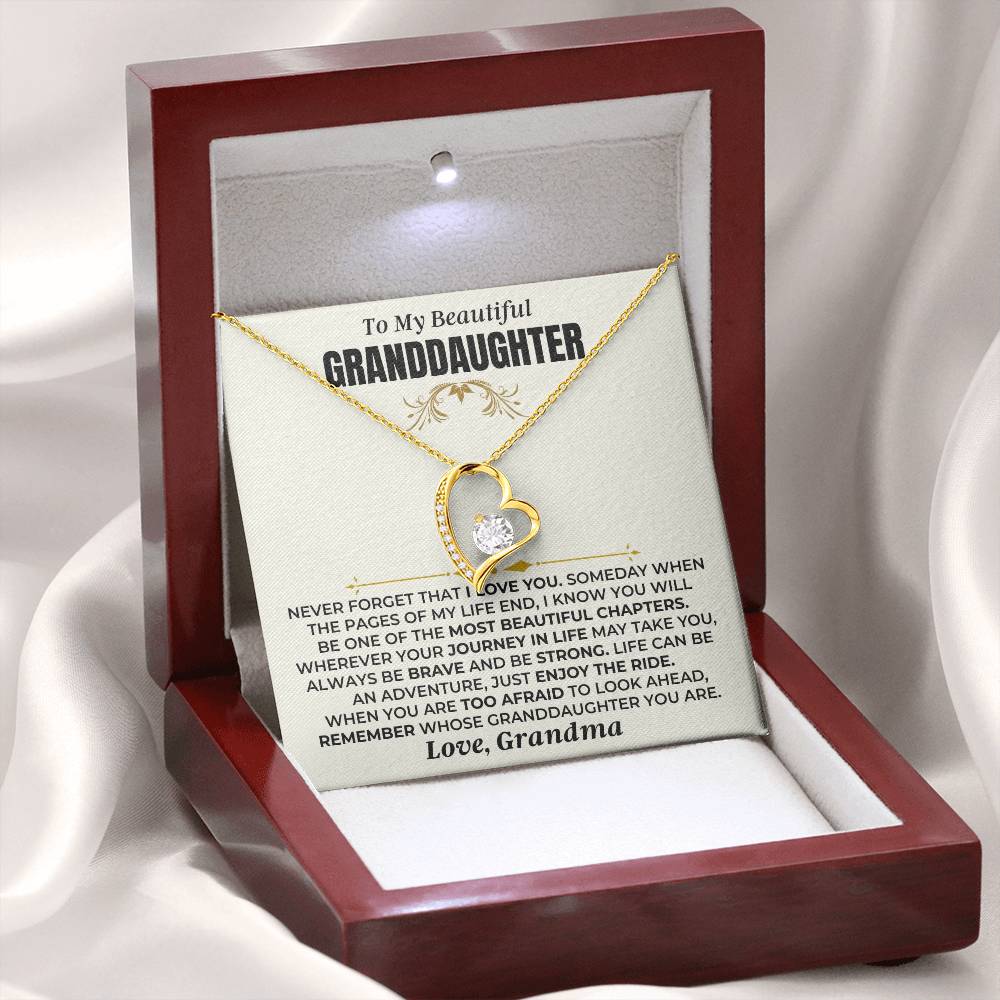 To My Beautiful Granddaughter Necklace - 18k Yellow Gold Forever Love Gift Set - SS477