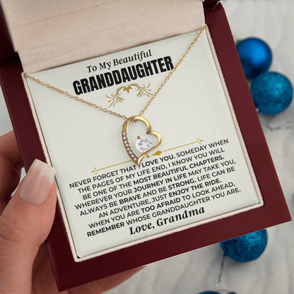 To My Beautiful Granddaughter Necklace - 18k Yellow Gold Forever Love Gift Set - SS477