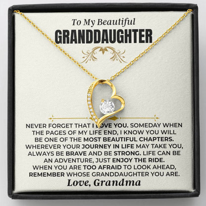 To My Beautiful Granddaughter Necklace - 18k Yellow Gold Forever Love Gift Set - SS477