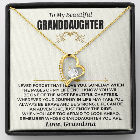 To My Beautiful Granddaughter Necklace - 18k Yellow Gold Forever Love Gift Set - SS477