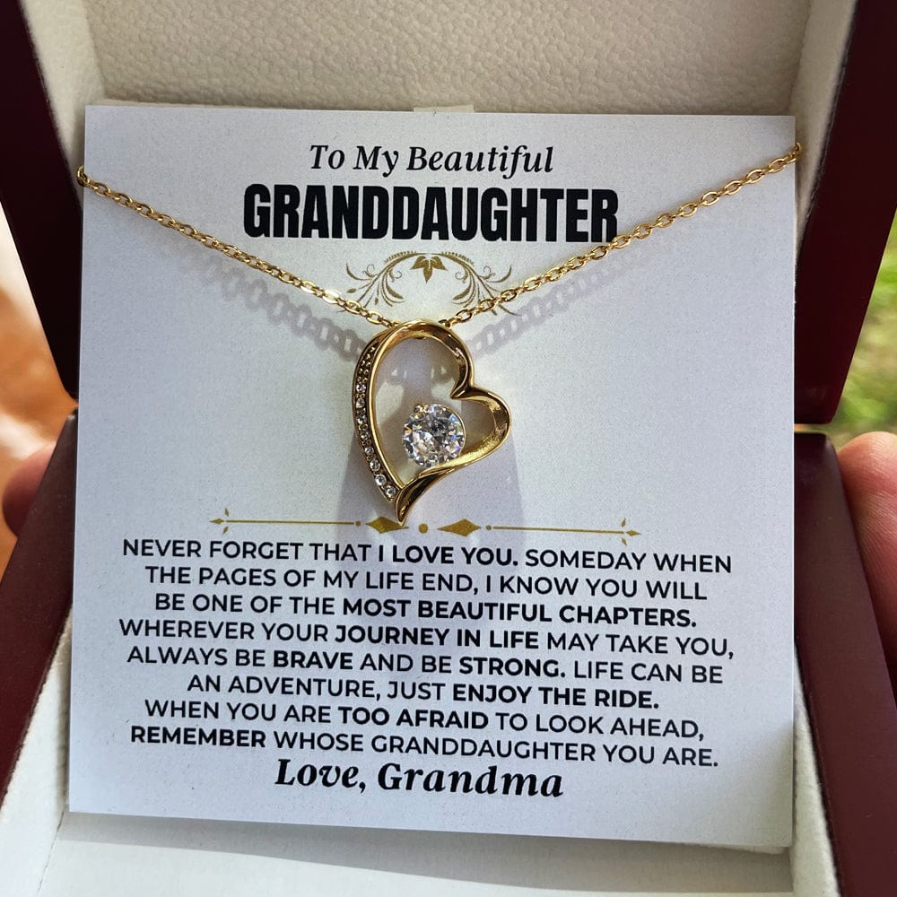 To My Beautiful Granddaughter Necklace - 18k Yellow Gold Forever Love Gift Set - SS477